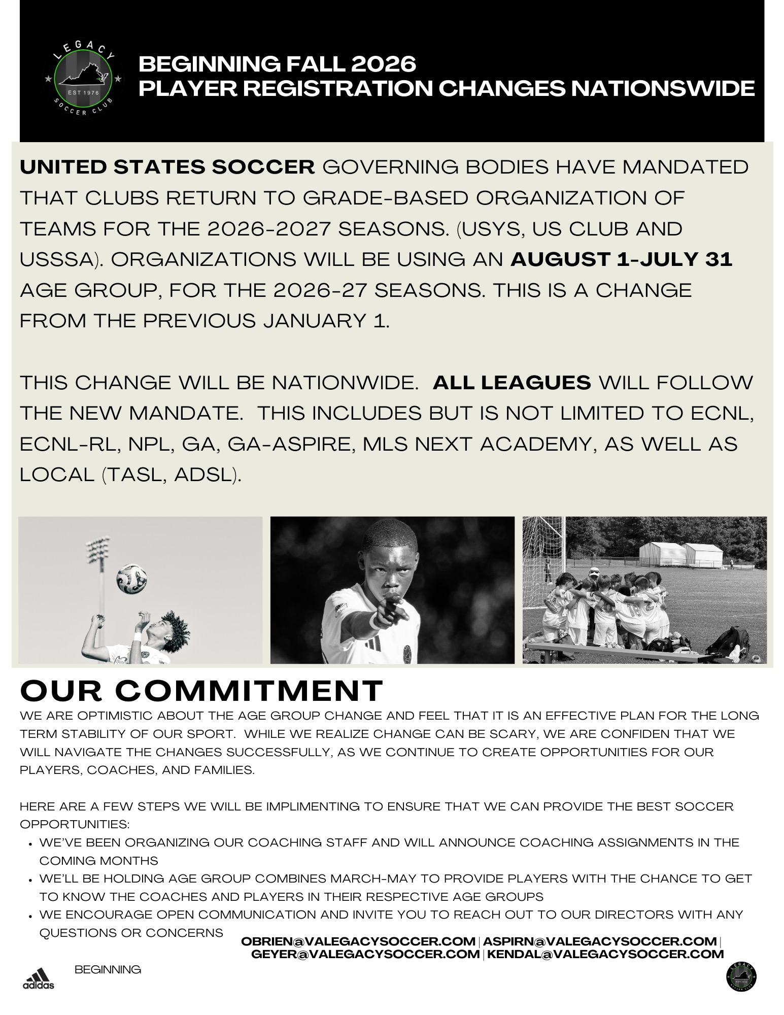 US Soccer Age Group Update for 2026/27