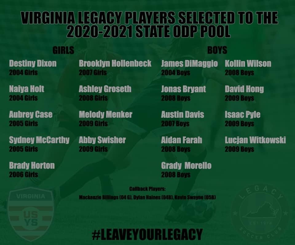 2021 State ODP Pool Selections